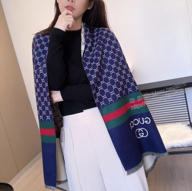 Gucci經典羊絨圍巾 古馳女士圍巾披肩 古琦秋冬季新款保暖披肩  mmj1247